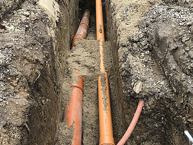 Opsætning af ny kloak i jorden